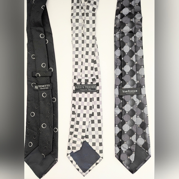 Elegant Black/Gray/White/Silver Men's Ties - Picture 7 of 11
